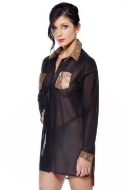 Veronika Shirt Fetish Tops | Black Mesh