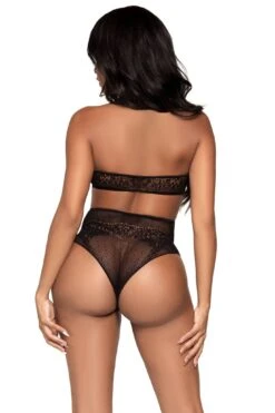 LEG AVENUE 2 Piece Dotted Net Halter Crop Top & High Waist Thong -Strippers Heels Store 2 Piece Dotted Net Halter Crop Top High Waist Thong Lingerie Sets Leg Avenue Black SEXYSHOES COM 2