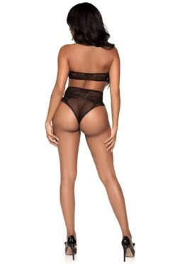 LEG AVENUE 2 Piece Dotted Net Halter Crop Top & High Waist Thong -Strippers Heels Store 2 Piece Dotted Net Halter Crop Top High Waist Thong Lingerie Sets Leg Avenue Black SEXYSHOES COM 5
