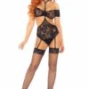 LEG AVENUE 2 Piece Lace Bandeau Top With Cuff Sleeves & Halter Harness Garter Teddy -Strippers Heels Store 2 Piece Lace Bandeau Top With Cuff Sleeves Halter Harness Garter Teddy Teddies Leg Avenue SEXYSHOES COM