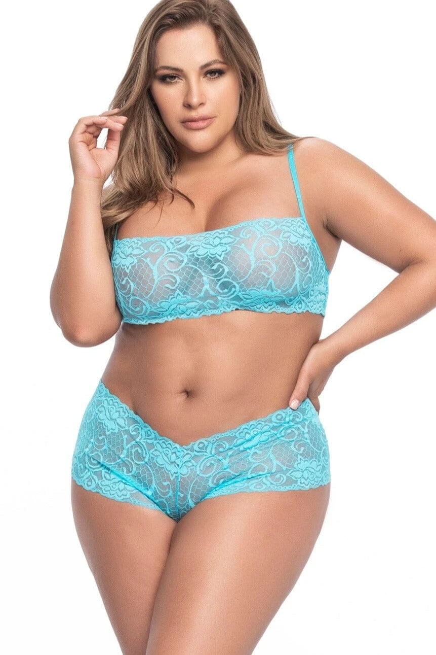 Lace Bralette And Boy Short 2 Piece Set | Plus Size 3 Lace Bralette And Boy Short 2 Piece Set | Plus Size