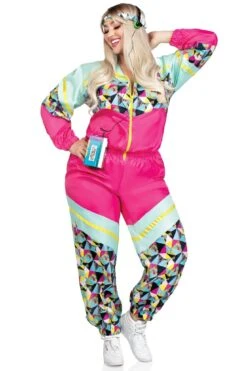 LEG AVENUE 2 Piece Totally 80S Tracksuit, Includes Zip-Up Tracksuit & Headband