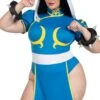 LEG AVENUE 3 Piece Chun-Li Bodysuit Dress, Bun Covers, Wrist Cuffs 1 LEG AVENUE 3 Piece Chun-Li Bodysuit Dress, Bun Covers, Wrist Cuffs -Strippers Heels Store 3 Piece Chun Li Bodysuit Dress Bun Covers Wrist Cuffs Fairytale Costumes Leg Avenue Blue SEXYSHOES COM