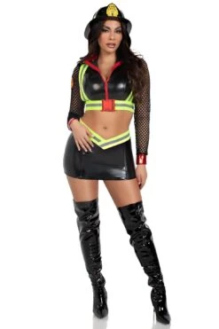 LEG AVENUE 3 Piece Fire Alarm Fire Fighter Costume Set