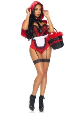 LEG AVENUE 3 Pc Naughty Miss Red Set