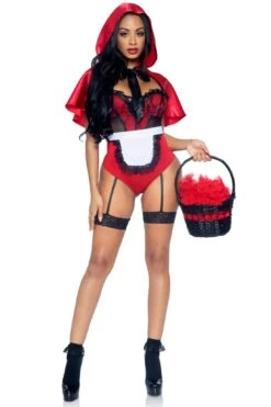 LEG AVENUE 3 Pc Naughty Miss Red Set -Strippers Heels Store 3 Piece Naughty Miss Red Riding Hood Costume Set Fairytale Costumes Leg Avenue SEXYSHOES COM 4