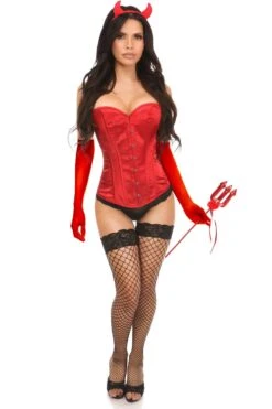 4 Piece Daring Devil Corset Costume -Strippers Heels Store 4 Piece Daring Devil Corset Costume Devil Costumes Daisy Corsets SEXYSHOESCOM 3