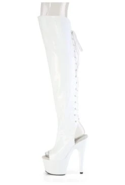 PLEASER ADORE-3019HWR White Patent Knee Boot -Strippers Heels Store ADORE 3019HWR White Patent Knee Boot Knee Boots Pleaser SEXYSHOES COM 3