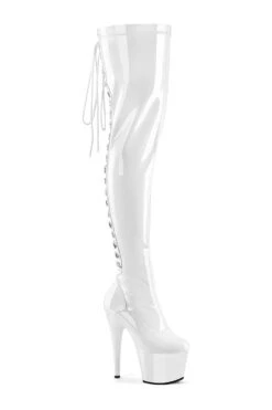 PLEASER ADORE-3063 White Patent Thigh Boot