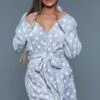 Blue Polka Dot Mid-Length Push Robe -Strippers Heels Store Blue Polka Dot Mid Length Push Robe Gowns Robes BeWicked Grey SEXYSHOES COM