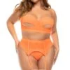 Colorful Mesh Three Piece Set With Underboob Design | Plus Size -Strippers Heels Store Colorful Mesh Three Piece Set with Underboob Design Plus Size Lingerie Sets Mapale Orange SEXYSHOES COM