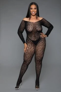 Crotchless Leopard Bodystocking