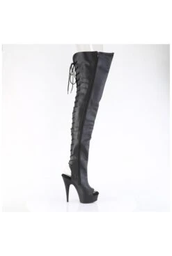 PLEASER DELIGHT-4019 Black Faux Leather Thigh Boot -Strippers Heels Store DELIGHT 4019 Black Faux Leather Thigh Boot Thigh Boots Pleaser SEXYSHOES COM 5