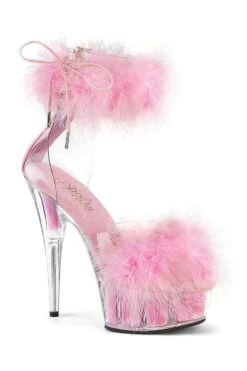 PLEASER DELIGHT-624F Clear Marabou Sandal