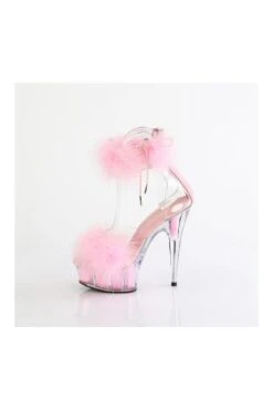 PLEASER DELIGHT-624F Clear Marabou Sandal -Strippers Heels Store DELIGHT 624F Clear Marabou Sandal Sandals Pleaser SEXYSHOES COM 3