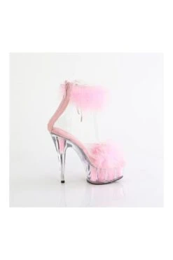 PLEASER DELIGHT-624F Clear Marabou Sandal -Strippers Heels Store DELIGHT 624F Clear Marabou Sandal Sandals Pleaser SEXYSHOES COM 5