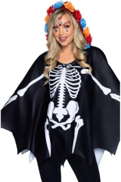 LEG AVENUE Day Of The Dead Poncho Costume