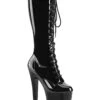 PLEASER ENCHANT-2023 Black Patent Knee Boot -Strippers Heels Store ENCHANT 2023 Black Patent Knee Boot Knee Boots Pleaser Black SEXYSHOES COM