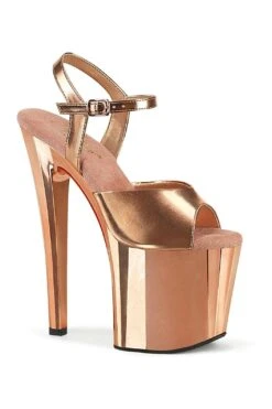 PLEASER ENCHANT-709 Rose Gold Metallic Faux Leather Sandal