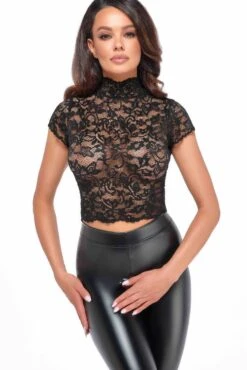 Noir Handmade Essence Lace Top With High Collar