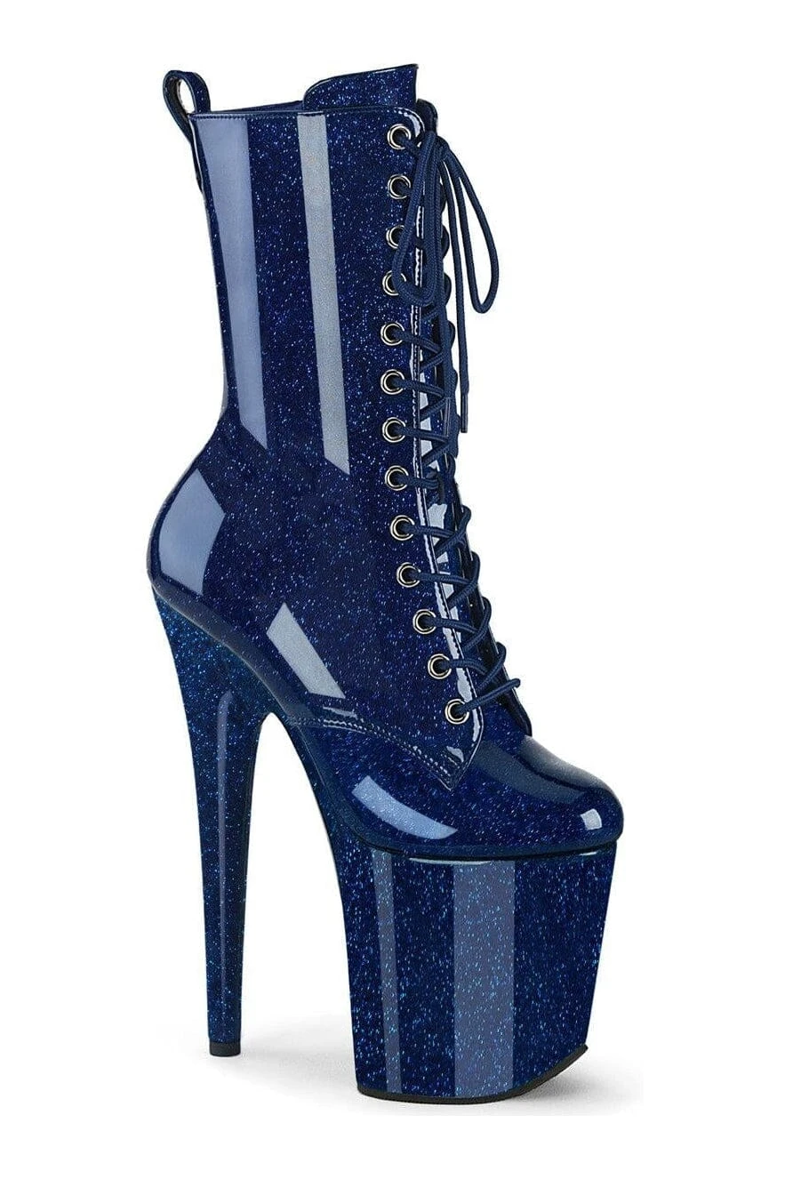 PLEASER FLAMINGO-1040GP Blue Glitter Patent Ankle Boot