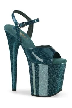 PLEASER FLAMINGO-809GP Green Glitter Patent Sandal