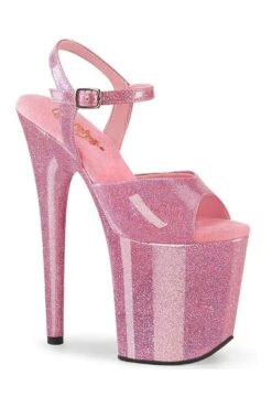 PLEASER FLAMINGO-809GP Pink Glitter Patent Sandal