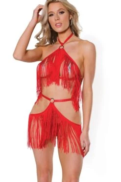 Coquette Fringe Top & Skirt Harness Set