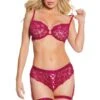 Coquette Front Hook Closure Bra With Ribbon Lace-up Panty