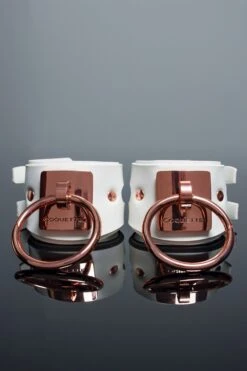 Coquette Gold Vegan Leather And Metal Cuff -Strippers Heels Store Gold Vegan Leather and Metal Cuff Cuffs Chokers Coquette White SEXYSHOES COM 4