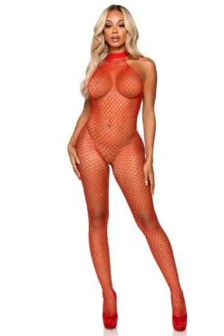 LEG AVENUE Industrial Net Racer Neck Backless Bodystocking