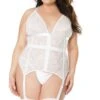 Coquette Lace Boned Bustier | Plus Size -Strippers Heels Store Lace Boned Bustier Plus Size Teddies Coquette White SEXYSHOES COM