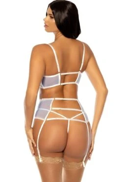 Lace Edge Peek-A-Boo Bra And Garter Set With Decorative Keyholes | White 7 Lace Edge Peek-A-Boo Bra And Garter Set With Decorative Keyholes | White -Strippers Heels Store Lace Edge Peek A Boo Bra and Garter Set with Decorative Keyholes White Lingerie Sets Oh La La Cheri SEXYSHOES COM 3