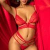 Lace Set With V Detail -Strippers Heels Store Lace Set With V Detail Lingerie Sets Mapale Red SEXYSHOES COM