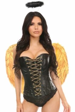 Lavish 3 PC Golden Gothic Angel Corset Costume -Strippers Heels Store Lavish 3 PC Golden Gothic Angel Corset Costume Fairytale Costumes Daisy Corsets SEXYSHOES COM 3