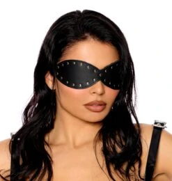 Leather Blindfold With Studded Detailing