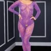 Baci Lingerie Longsleeve Crotchless Bodystocking -Strippers Heels Store Longsleeve Crotchless Bodystocking Bodystockings Baci Lingerie Purple SEXYSHOES COM