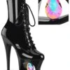 PLEASER MOON-1020DIA Black Patent Ankle Boot -Strippers Heels Store MOON 1020DIA Black Patent Ankle Boot Ankle Boots Pleaser Black SEXYSHOES COM