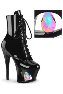 PLEASER MOON-1020DIA Black Patent Ankle Boot