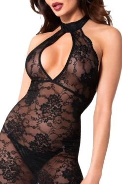 Noir Handmade Nocturne Lace Midi Dress -Strippers Heels Store Nocturne Lace Midi Dress Edgy Dresses Noir Handmade SEXYSHOES COM 3