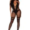 LEG AVENUE Opaque And Sheer Keyhole Twist Halter Bodystocking -Strippers Heels Store Opaque And Sheer Keyhole Twist Halter Bodystocking Bodystockings Leg Avenue Black SEXYSHOES COM
