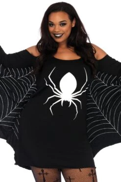 LEG AVENUE Plus Size Jersey Spiderweb Dress