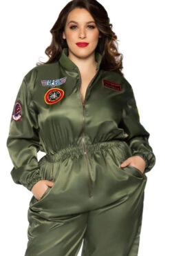 LEG AVENUE Plus Size Top Gun Costume Flight Suit
