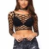 LEG AVENUE Pothole Net Long Sleeved Crop Top