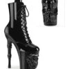 PLEASER RAPTURE-1020 Black Patent Ankle Boot -Strippers Heels Store RAPTURE 1020 Black Patent Ankle Boot Ankle Boots Pleaser Black SEXYSHOES COM