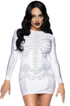 LEG AVENUE Rhinestone Spandex Skeleton Dress