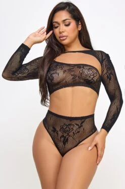 Rose 2-Piece Asymmetrical Bodystocking Set
