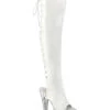 PLEASER SPECTATOR-3019 Thigh Boot | White Faux Leather -Strippers Heels Store SPECTATOR 3019 Thigh Boot White Faux Leather Thigh Boots Pleaser White SEXYSHOESCOM