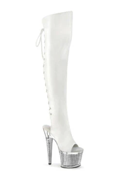 PLEASER SPECTATOR-3019 Thigh Boot | White Faux Leather