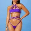 STRAPPY BIKINI TOP AND HIGH WAISTED OPEN BACK PANTY -Strippers Heels Store STRAPPY BIKINI TOP AND HIGH WAISTED OPEN BACK PANTY Dancewear Sets Elegant Moments Purple SEXYSHOES COM